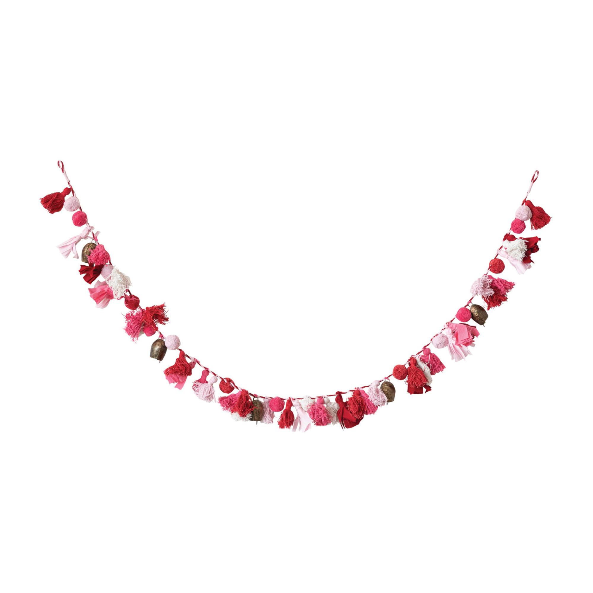 Hello Honey® 6ft. Multicolor Handmade Recycled Cotton Tassel & Bell Garland